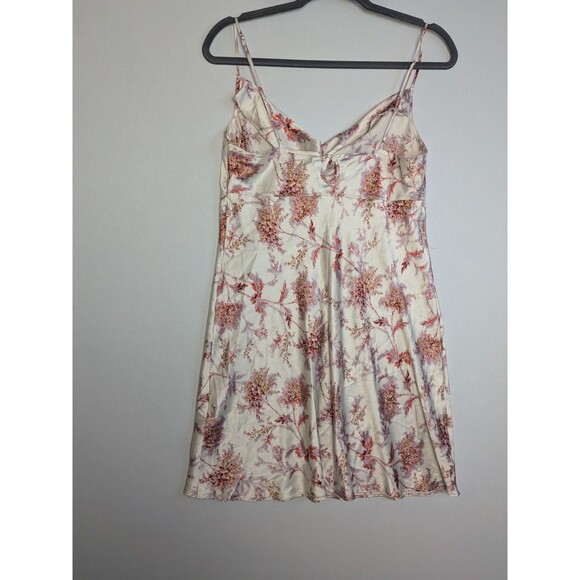 Victorias Secret M Pink Cream Floral Satin Mini Night Gown Nightie Slip Dress Pj - Picture 9 of 13
